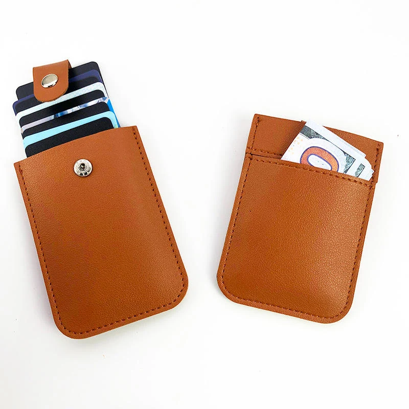 Compact PU Leather Pull-Out Card Holder with 8 Color Options Brown color SKU reference