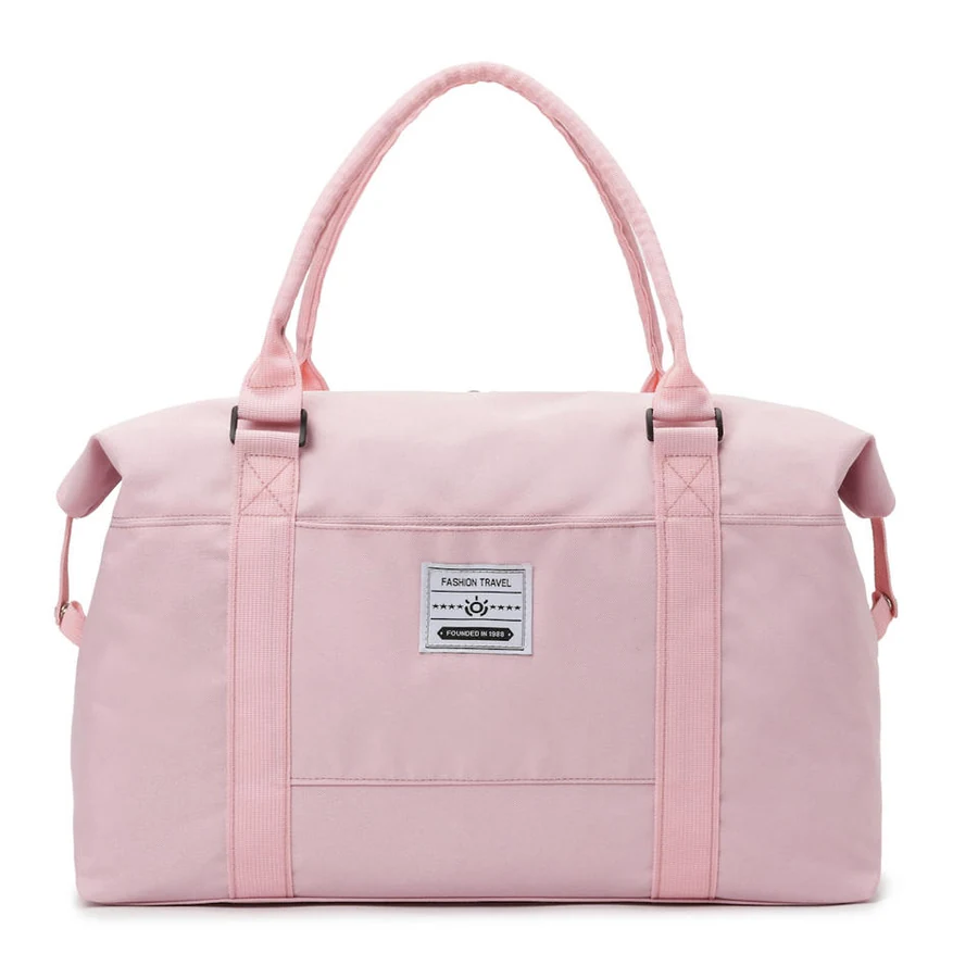 Nylon Gym Weekender with Front Pocket & Trolley Sleeve Pink color SKU reference