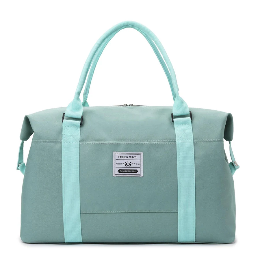 Nylon Gym Weekender with Front Pocket & Trolley Sleeve Green color SKU reference