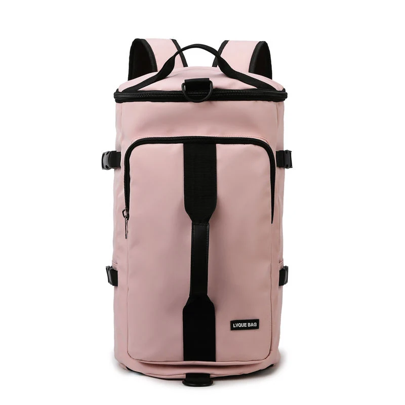Cylindrical Weekender Travel Bag with Laptop Compartment Pink color SKU reference