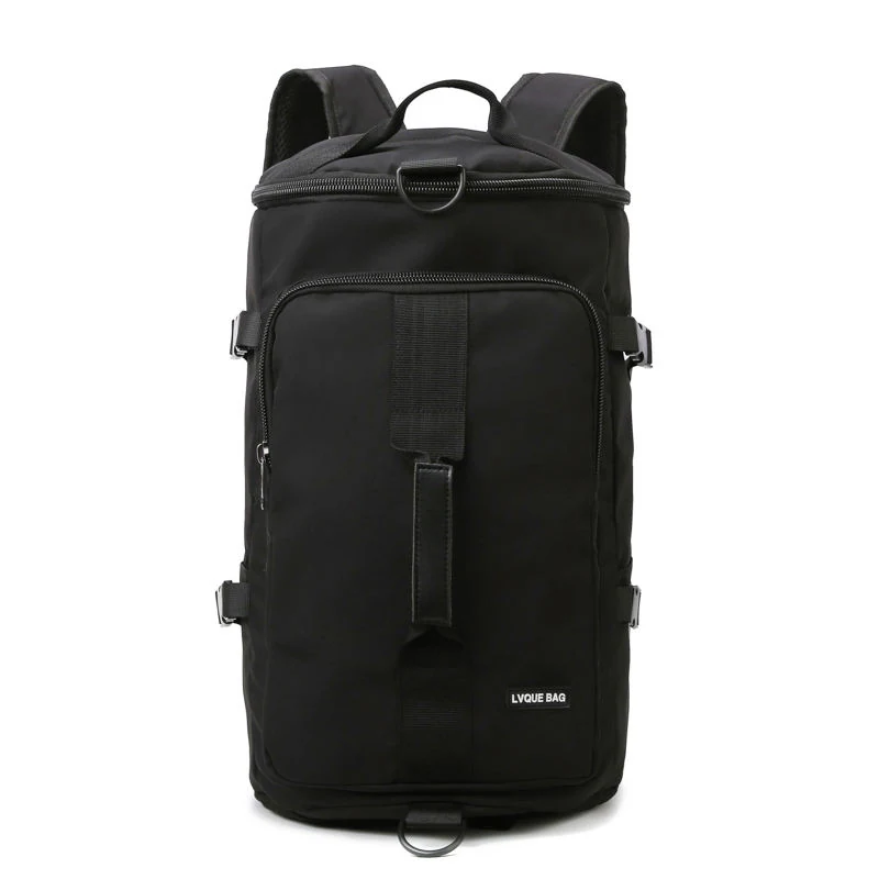 Cylindrical Weekender Travel Bag with Laptop Compartment Black color SKU reference