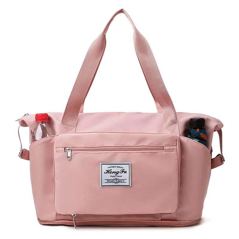 Foldable Expandable Weekender Tote with Trolley Sleeve Blush color SKU reference
