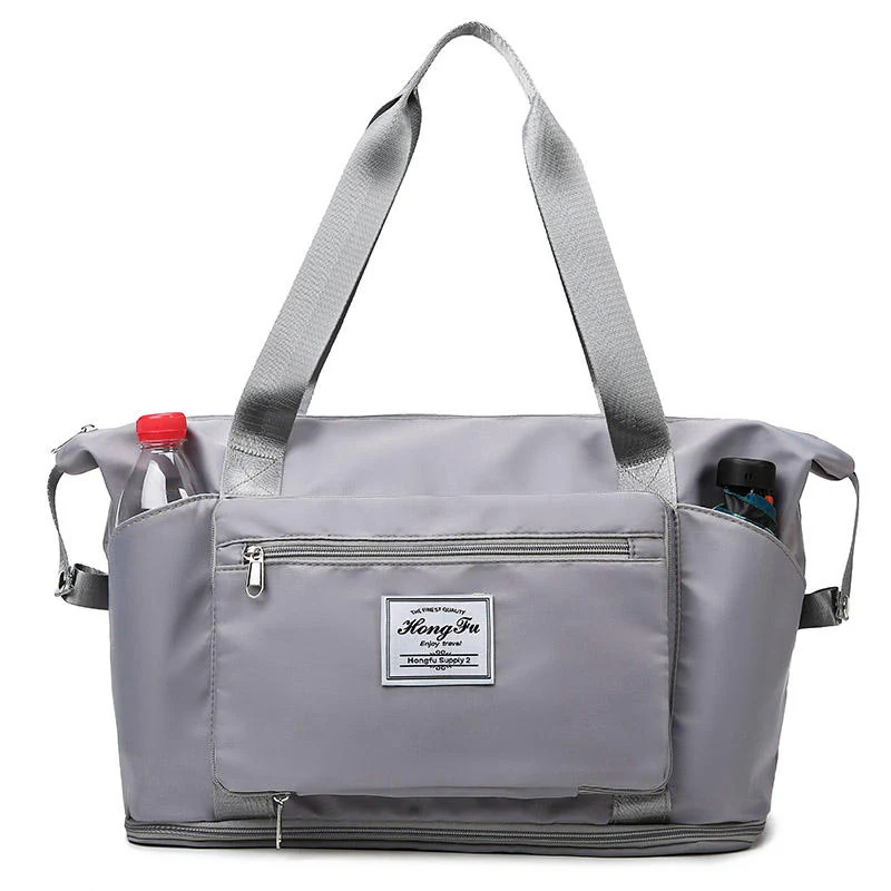 Foldable Expandable Weekender Tote with Trolley Sleeve Gray color SKU reference