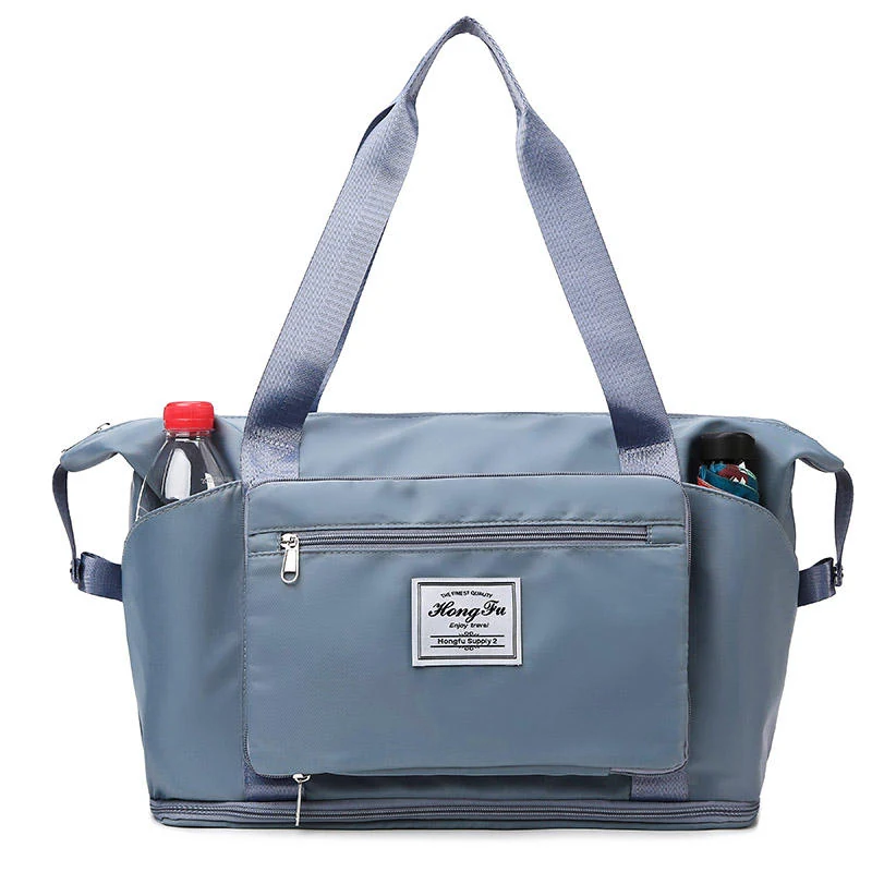 Foldable Expandable Weekender Tote with Trolley Sleeve Blue color SKU reference