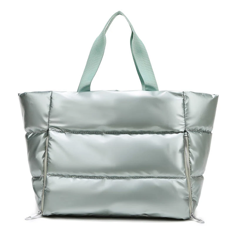 Quilted Holographic Gym & Travel Duffel with Yoga Mat Pocket Green SKU overview reference