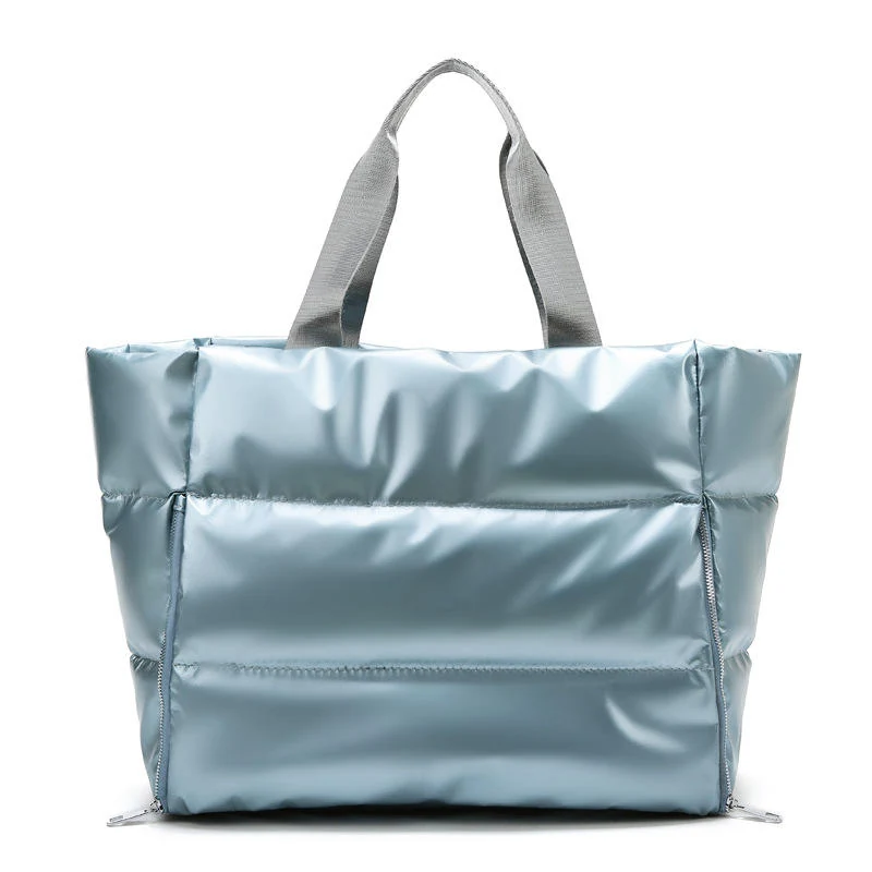 Quilted Holographic Gym & Travel Duffel with Yoga Mat Pocket Blue SKU overview reference