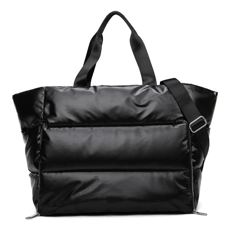 Quilted Holographic Gym & Travel Duffel with Yoga Mat Pocket Black SKU overview reference