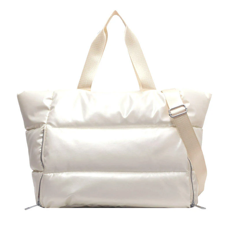 Quilted Holographic Gym & Travel Duffel with Yoga Mat Pocket White SKU overview reference
