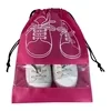 Nonwoven Shoe Storage Bags with Clear Viewing Panel Magenta color SKU reference