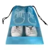 Nonwoven Shoe Storage Bags with Clear Viewing Panel Light Blue color SKU reference