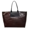 Croc-Embossed PU Shoulder Tote with Anti-Theft Pocket Coffee Brown color SKU reference