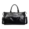 Croc-Embossed PU Travel Duffel with Front Pocket Black color SKU reference