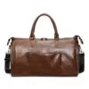 Croc-Embossed PU Travel Duffel with Front Pocket Brown color SKU reference