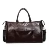 Croc-Embossed PU Travel Duffel with Front Pocket Coffee Brown color SKU reference