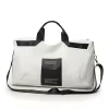 Letter-Print Oxford Shoulder Bag with Dry/Wet Pocket White color SKU reference