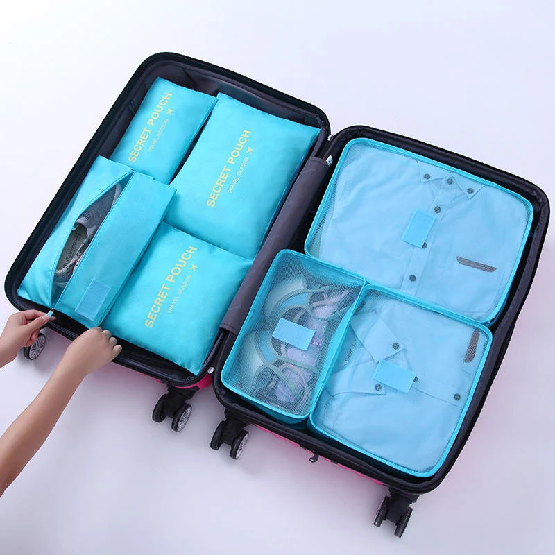 Seven-Piece Packing Cube Set for Travel Luggage Bright blue color SKU reference