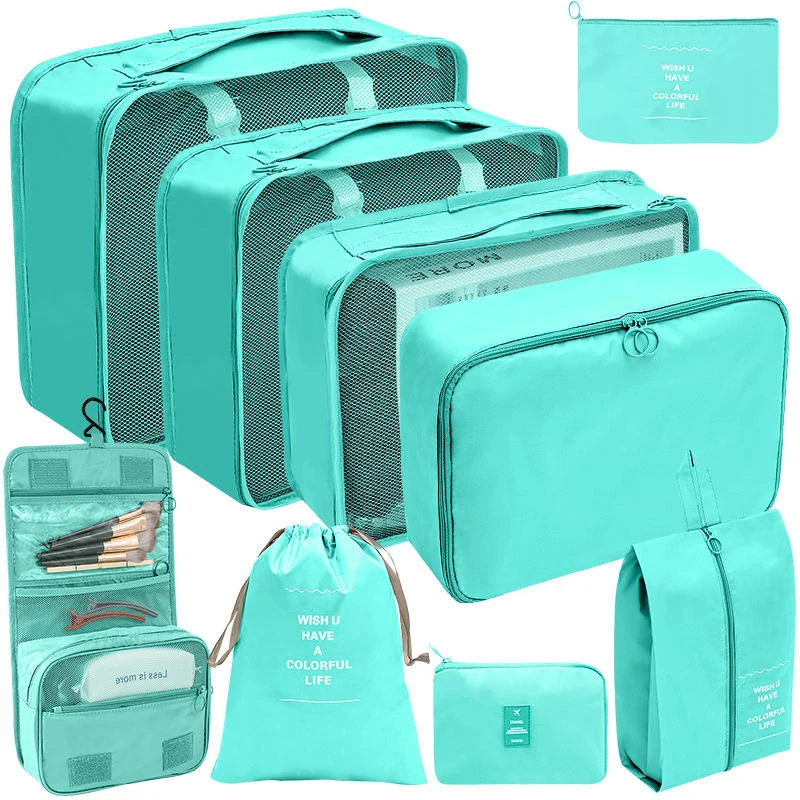 Multi-Piece Drawstring Travel Storage Set with Hanging Hook 9PCS (T+N) color SKU reference