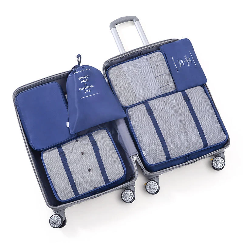Six-Piece Oxford Travel Packing Cube Set Deep Blue color SKU reference