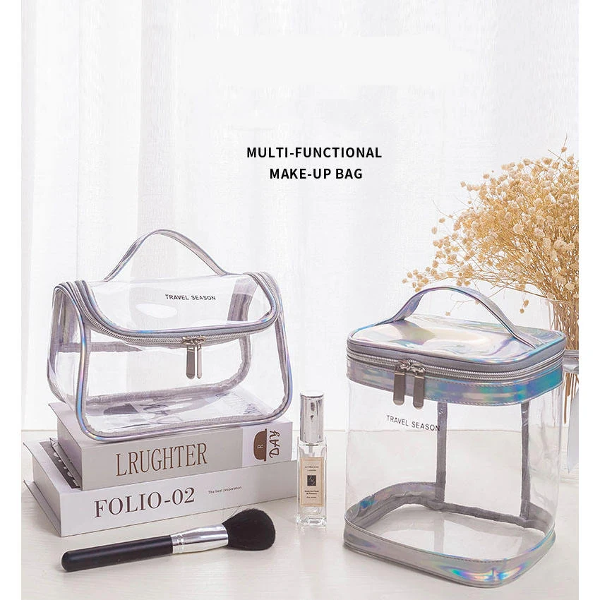 Transparent PVC & TPU Cylinder Travel Cosmetic Bag product reference image