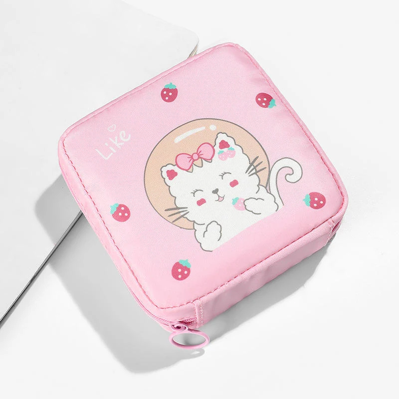 Nylon Zip Makeup Pouch with Character Print Options CAT print color SKU reference