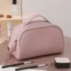 PU Leather Cosmetic Bag with Double Zipper Pink / listed as Hot Pink color SKU reference