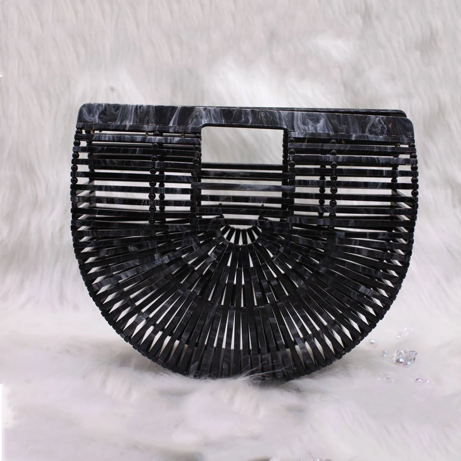 Handmade Acrylic Evening Clutch in Five Color References Black reference 1 color SKU reference