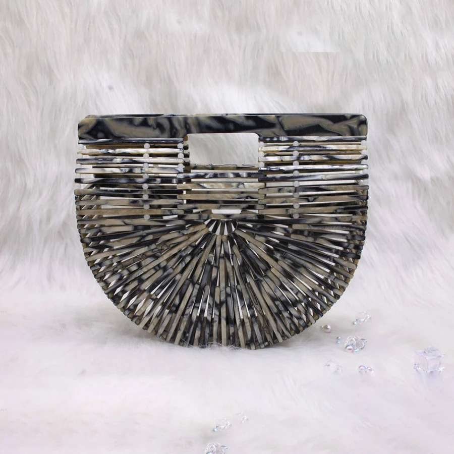 Handmade Acrylic Evening Clutch in Five Color References Black reference 2 color SKU reference
