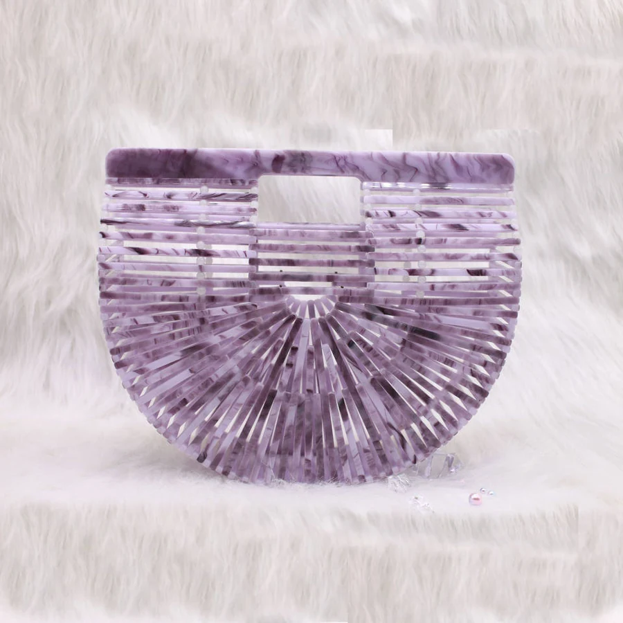 Handmade Acrylic Evening Clutch in Five Color References Purple color SKU reference