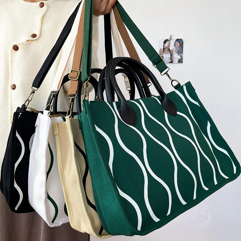 Vintage Canvas Tote Bag with Zip Closure & Removable Strap product reference image