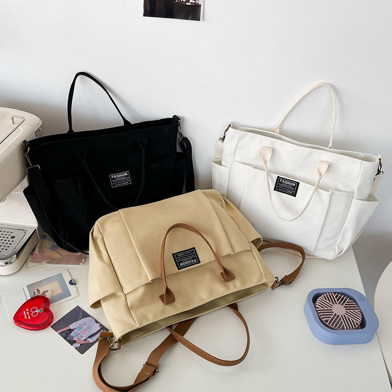 Canvas Multi-Layer Crossbody Bag with Side Pockets product reference image