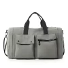 Nylon Shoulder Bag with Front Zipper Pocket Gray color SKU reference