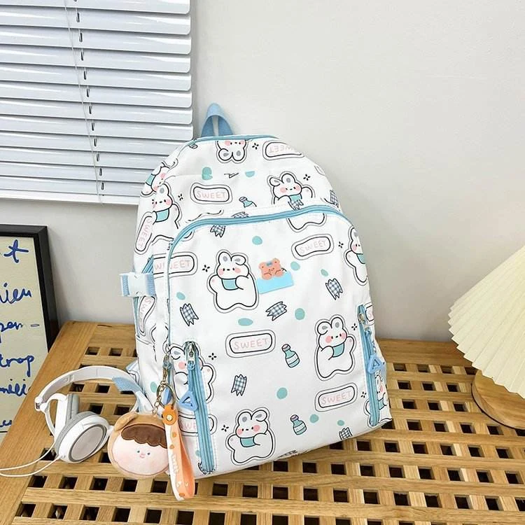 Cartoon Graffiti Multi-Pocket Backpack Blue color SKU reference