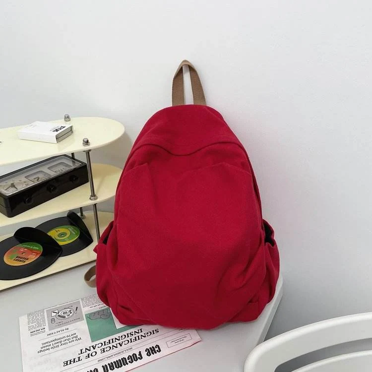 Multi-Layer School Backpack with Two Side Pockets Red color SKU reference