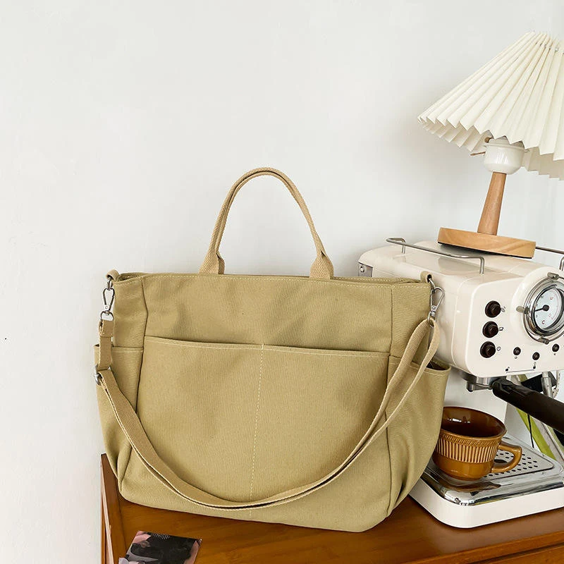 Multi-Layer Canvas Tote Bag with Card Pocket product reference image