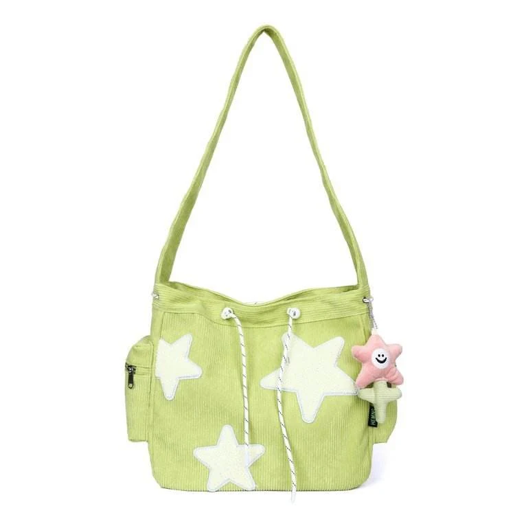 Star-Embroidered Tote Bag with Striped Surface product reference image