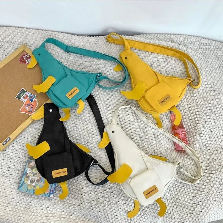 Duck-Shaped Nylon Crossbody Bag with Adjustable Strap product reference image