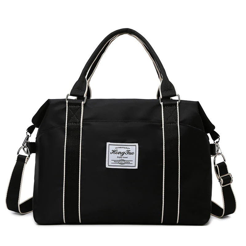 Polyester Weekender Duffel with Wet-Dry Storage and Luggage Sleeve Black color SKU reference