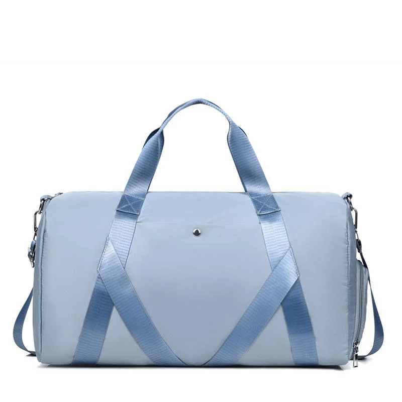 Polyester Gym Duffel with Shoe Compartment and Dry-Wet Separation Light blue color SKU reference