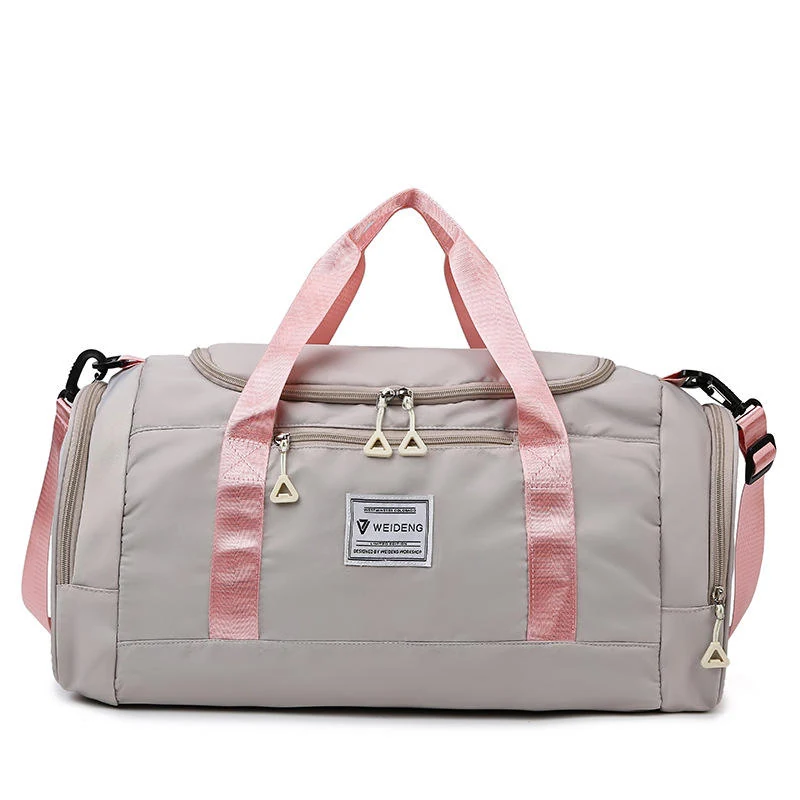 Polyester Gym Duffel with Shoe Compartment in Six Colors Light grey color SKU reference