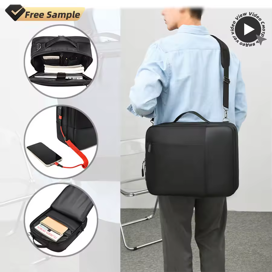 Nylon Laptop Backpack with USB Port & Removable Strap product reference image
