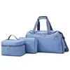 Nylon Gym Travel Duffel Set with Shoe Compartment Blue color SKU reference