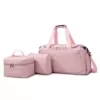 Nylon Gym Travel Duffel Set with Shoe Compartment Pink color SKU reference