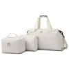Nylon Gym Travel Duffel Set with Shoe Compartment White color SKU reference
