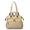 Quilted Oxford Diaper Backpack with Foldable Design Dark khaki color SKU reference