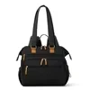 Quilted Oxford Diaper Backpack with Foldable Design Black color SKU reference