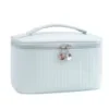 PU Travel Cosmetic Organizer Case with Zipper Closure Sky blue color SKU reference