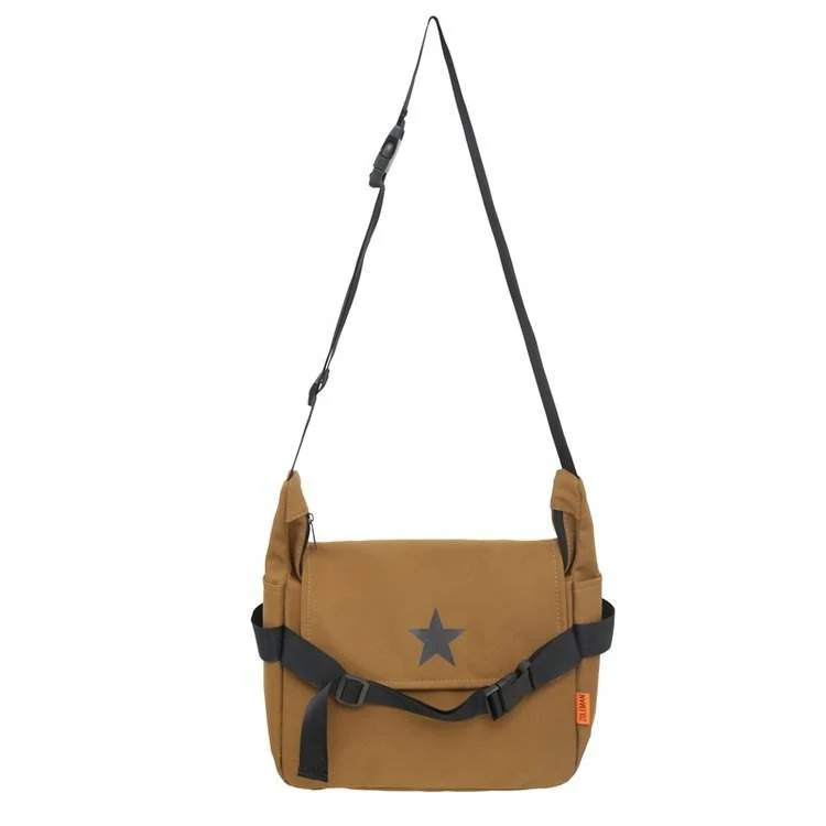 Nylon Outdoor and Travel Messenger Sling Bag Camel color SKU reference