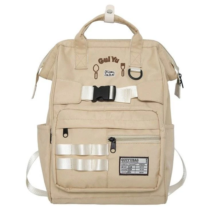 Multifunctional Nylon Travel and School Backpack Beige color SKU reference