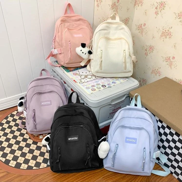 Five-Color Nylon School Backpack with Adjustable Straps product reference image