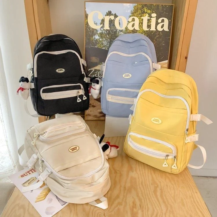 Nylon School Backpack with Rear Zipper Pocket product reference image